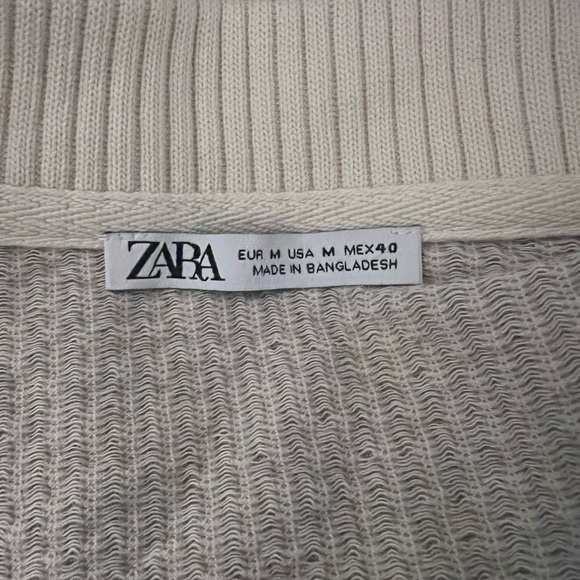 Zara Women White Gray Stripe Relax Loose Fit Collard Tunic Top Shirt - Picture 5 of 6